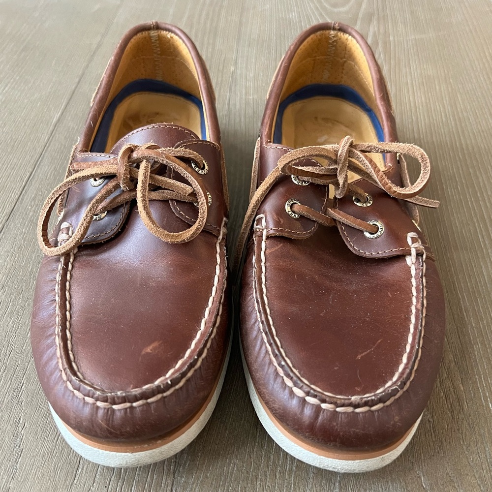 Sperry Women’s Brown Leather Moc Toe Boat Shoes